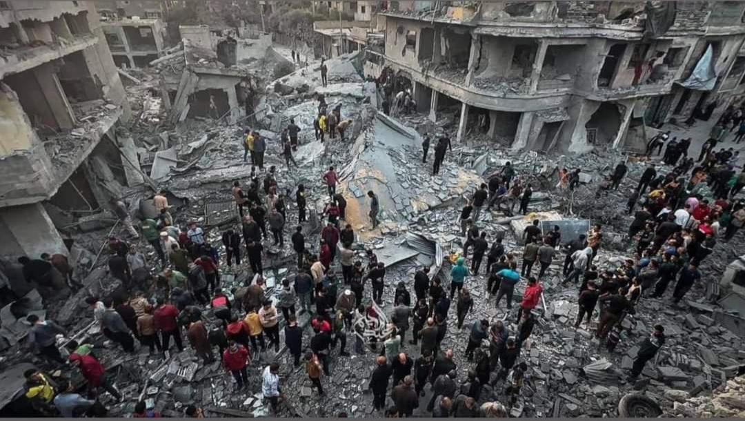 Aftermath of a mass casualty bombing site, Gaza